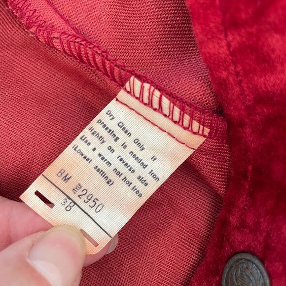 Vintage 70s Red Velveteen Extreme Wide Leg Palazzo Pants XS 2 4 - Picture 8 of 8